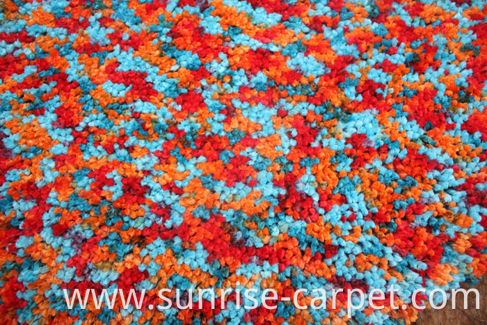 Polyester Rugs with spac dyed yarn blue and orange